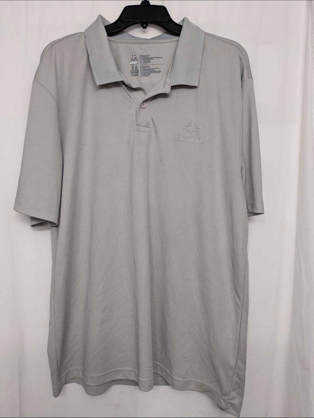 Realtree Gray Performance Polo Shirt Men’s 2XL Outdoor Casual